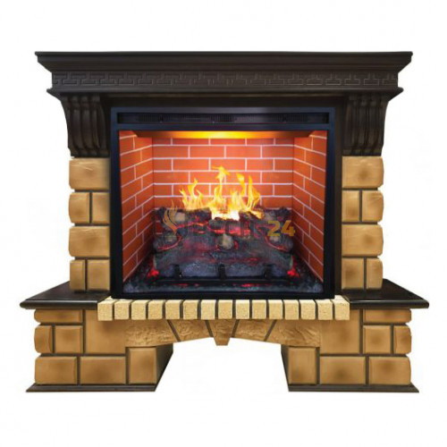 Каминокомплект RealFlame Stone Brick с очагом 3D Leeds 26