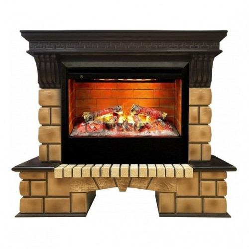 Каминокомплект RealFlame Stone Brick с очагом 3D Helios 26